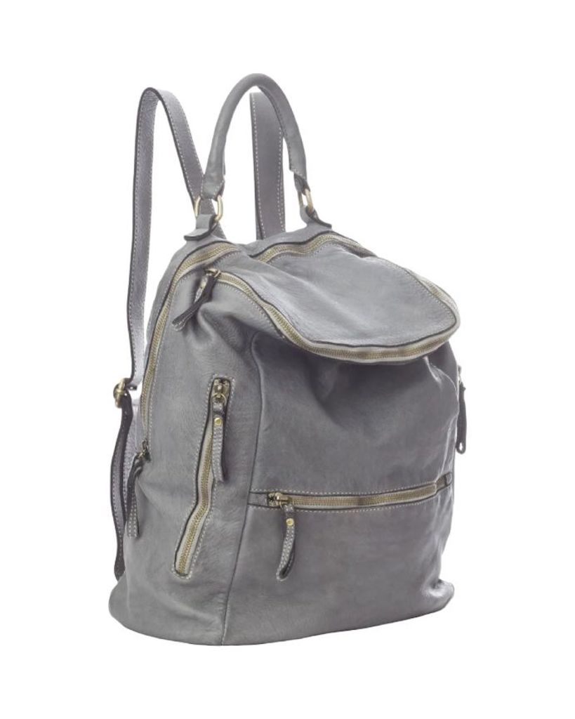 BZNA Bag Ben Grau Backpacker Designer Rucksack Leder Schultertasche - B Z N A
