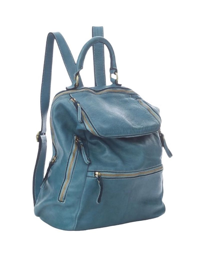 BZNA Bag Ben Petrol Backpacker Designer Rucksack Leder Schultertasche - B Z N A