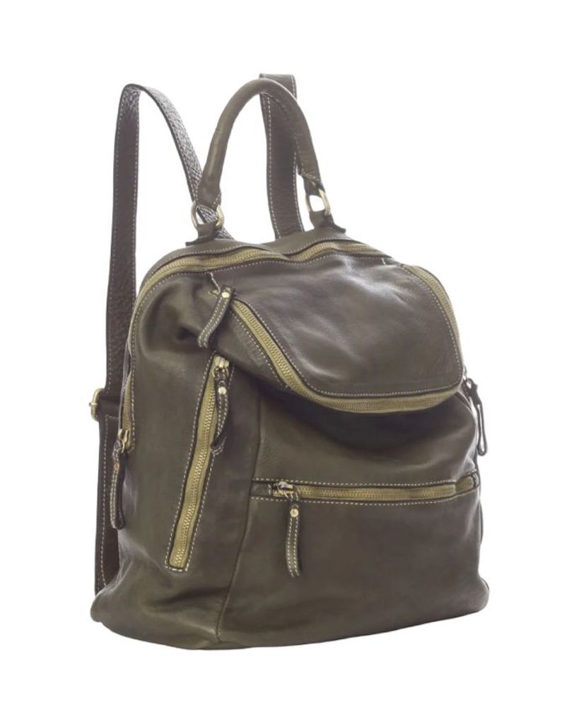 BZNA Bag Ben Grün Backpacker Designer Rucksack Leder Schultertasche - B Z N A