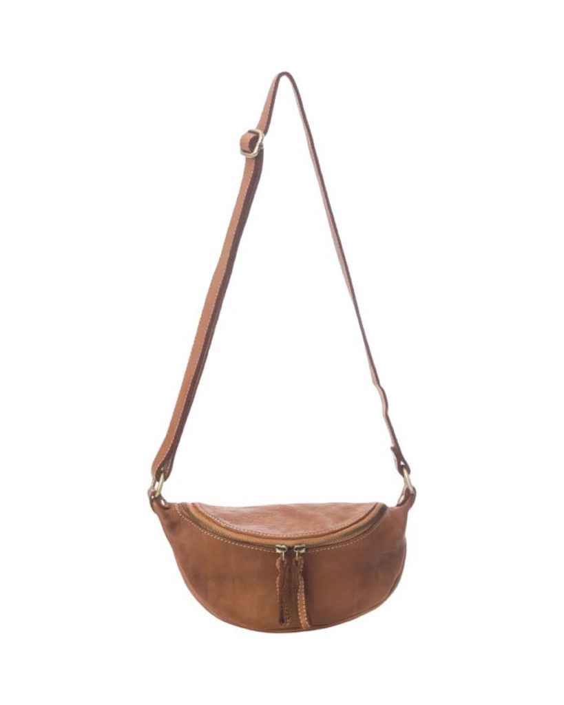 BZNA Bag Jutia Cognac Italy Designer Umhängetasche Fanny Bag Schultertasche Tasche Leder Neu
