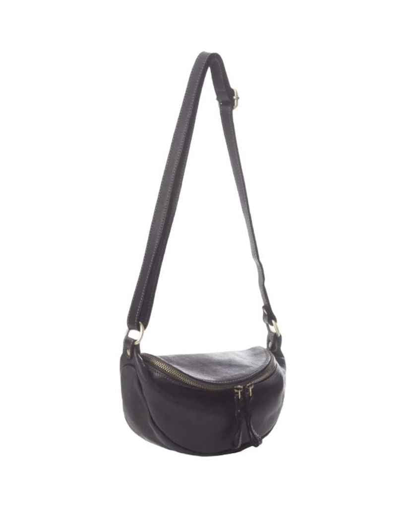 BZNA Bag Jutia Schwarz Italy Designer Umhängetasche Fanny Bag Schultertasche Tasche Leder Neu