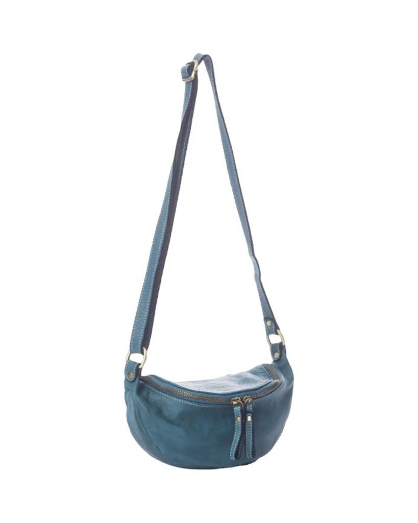 BZNA Bag Julia Petrol Italy Designer Umhängetasche Fanny Bag Schultertasche Tasche Leder Neu - B Z N A