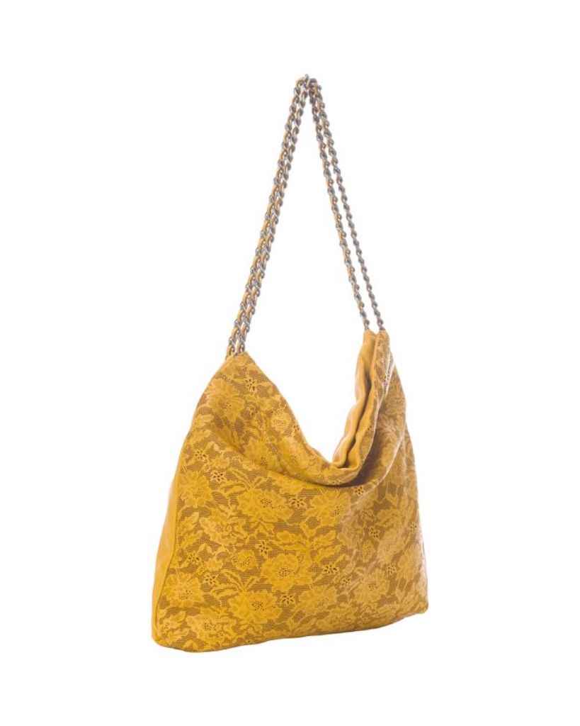 BZNA Umhängetasche Emy Senape Gelb Designer Laser Cut Beutel Handtasche Schultertasche