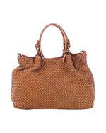 Lade das Bild in den Galerie-Viewer, BZNA Bag Kim Cognac Italy Designer geflochten Damen Handtasche Schultertasche Tasche Leder Shopper - B Z N A
