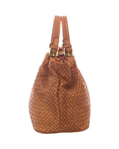 BZNA Bag Kim Taupe Italy Designer geflochten Damen Handtasche Schultertasche Tasche Leder Shopper - B Z N A
