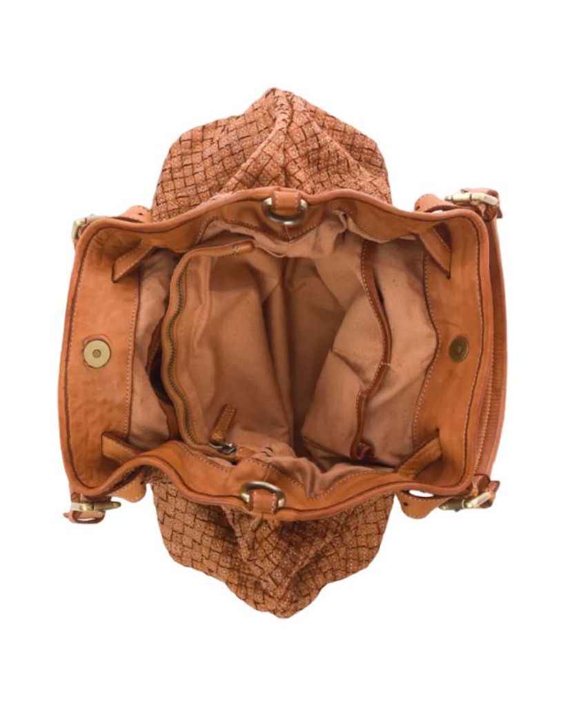 BZNA Bag Kim Rot Italy Designer geflochten Damen Handtasche Schultertasche Tasche Leder Shopper
