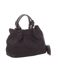 BZNA Bag Kim Schwarz Italy Designer geflochten Damen Handtasche Schultertasche Tasche Leder Shopper - B Z N A