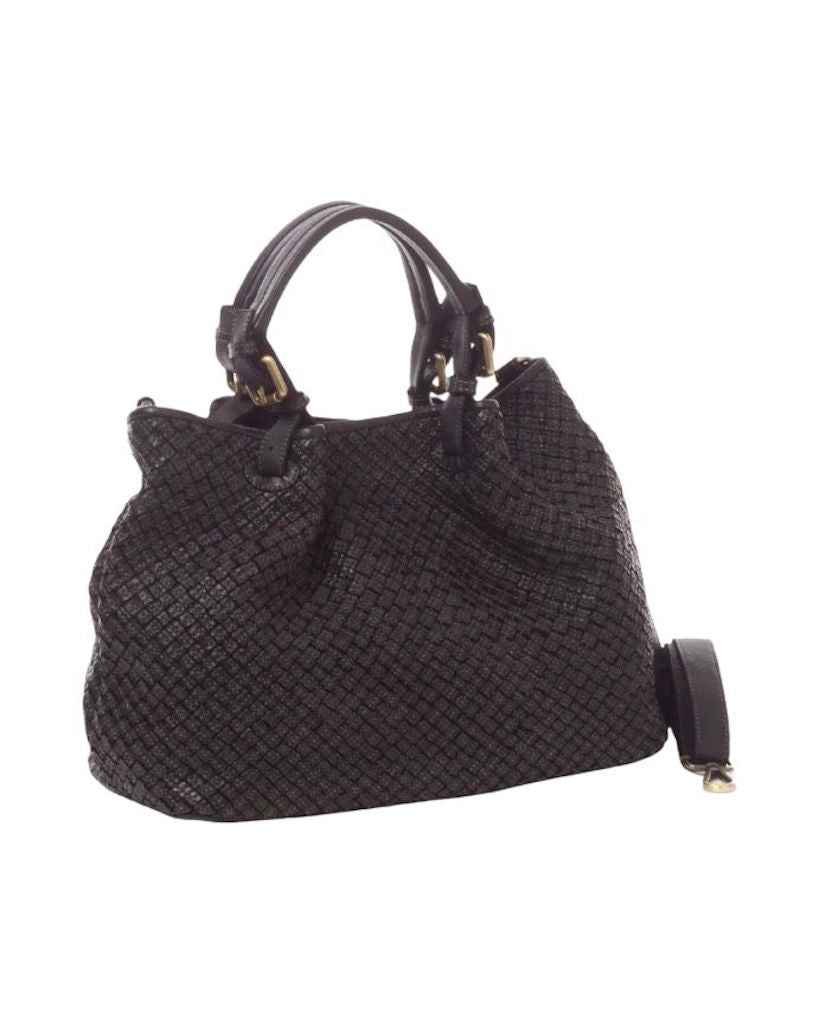 BZNA Bag Kim Schwarz Italy Designer geflochten Damen Handtasche Schultertasche Tasche Leder Shopper