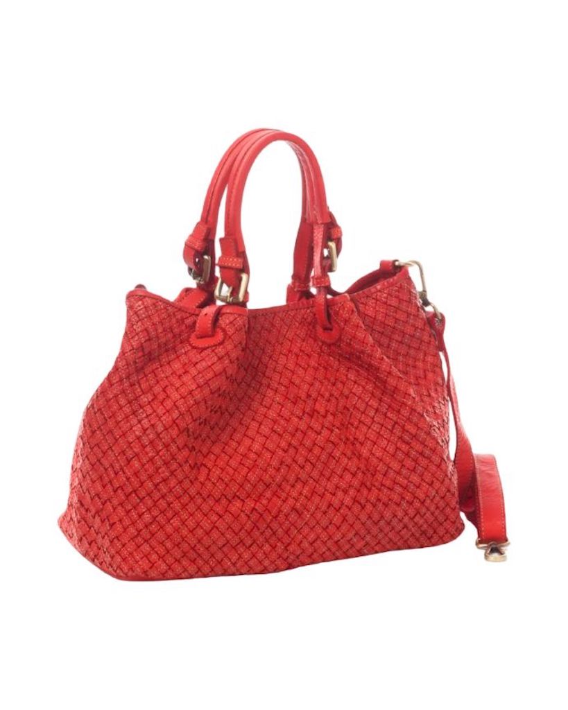 BZNA Bag Kim Rot Italy Designer geflochten Damen Handtasche Schultertasche Tasche Leder Shopper - B Z N A