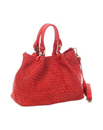 Lade das Bild in den Galerie-Viewer, BZNA Bag Kim Rot Italy Designer geflochten Damen Handtasche Schultertasche Tasche Leder Shopper - B Z N A
