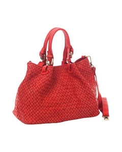 BZNA Bag Kim Rot Italy Designer geflochten Damen Handtasche Schultertasche Tasche Leder Shopper - B Z N A