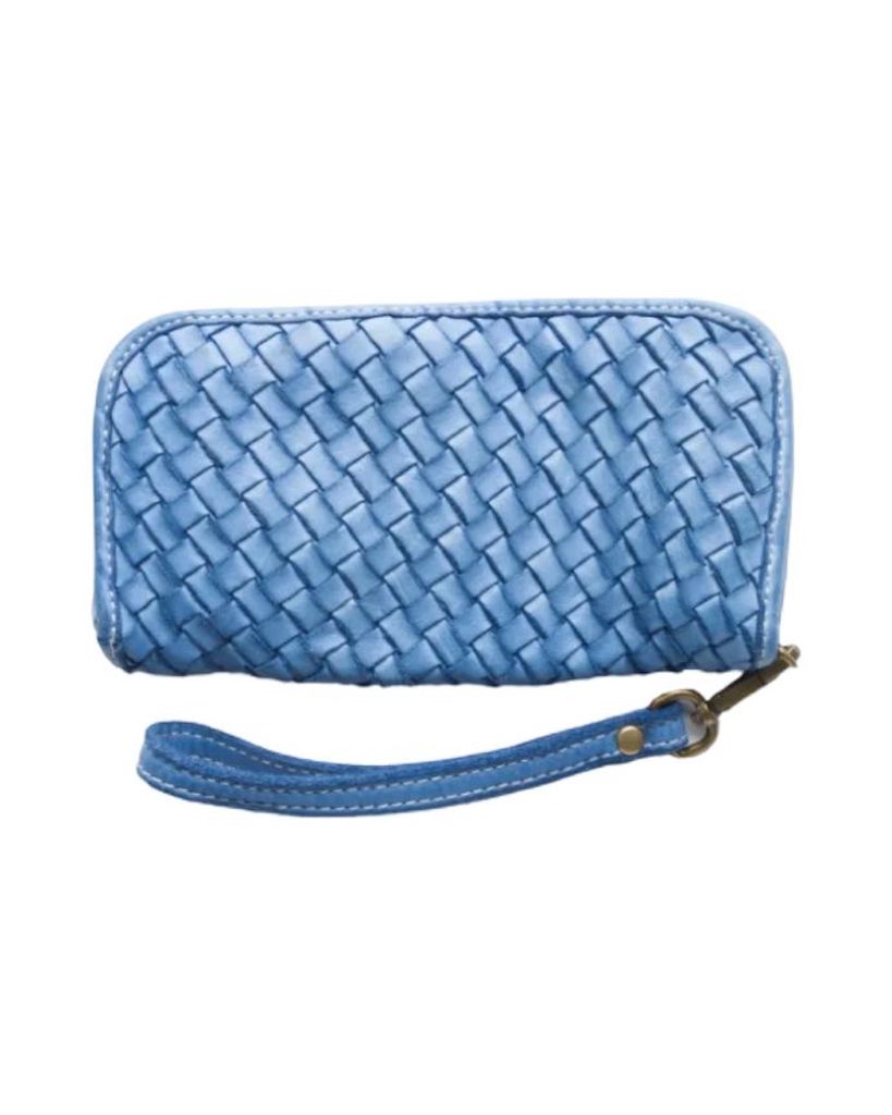 BZNA Berlin Mira Denim Blau Wallet  Leather Leder Portemonnaie Geldbörse Clutch - B Z N A
