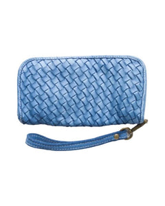 BZNA Berlin Mira Denim Blau Wallet  Leather Leder Portemonnaie Geldbörse Clutch - B Z N A