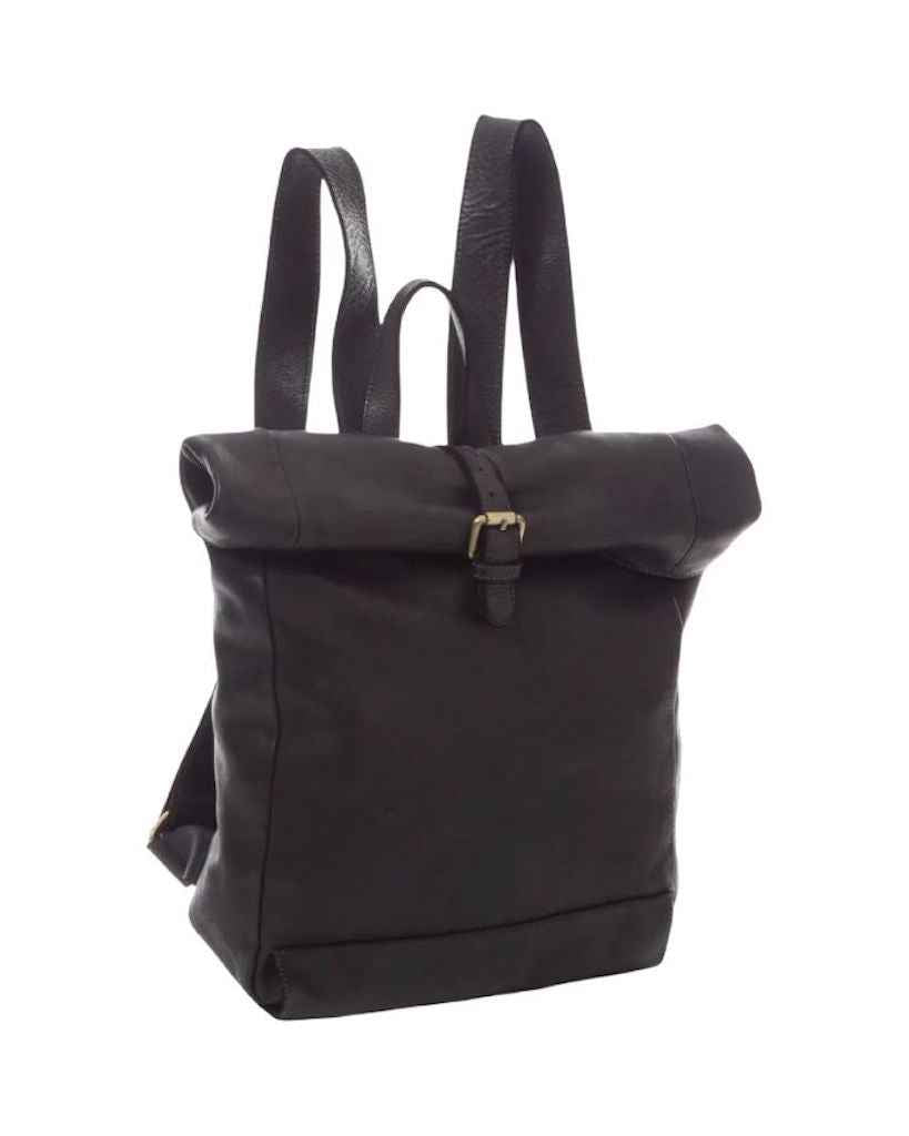 BZNA Rucksack Kev Schwarz Unisex Roll Top Backpacker Designer Handtasche