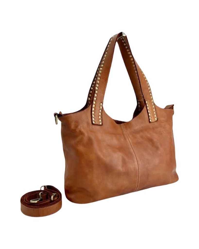 BZNA Bag Madrid cognac Italy Designer Damen Handtasche Schultertasche Tasche Leder Shopper Neu