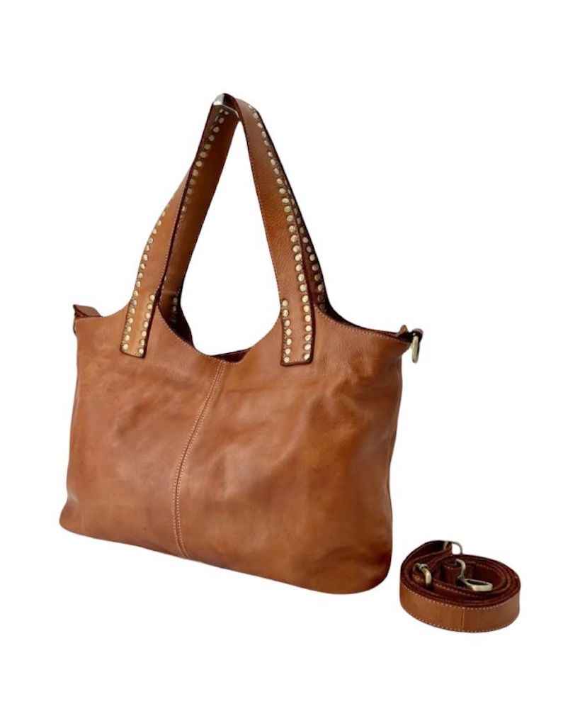 BZNA Bag Madrid cognac Italy Designer Damen Handtasche Schultertasche Tasche Leder Shopper Neu
