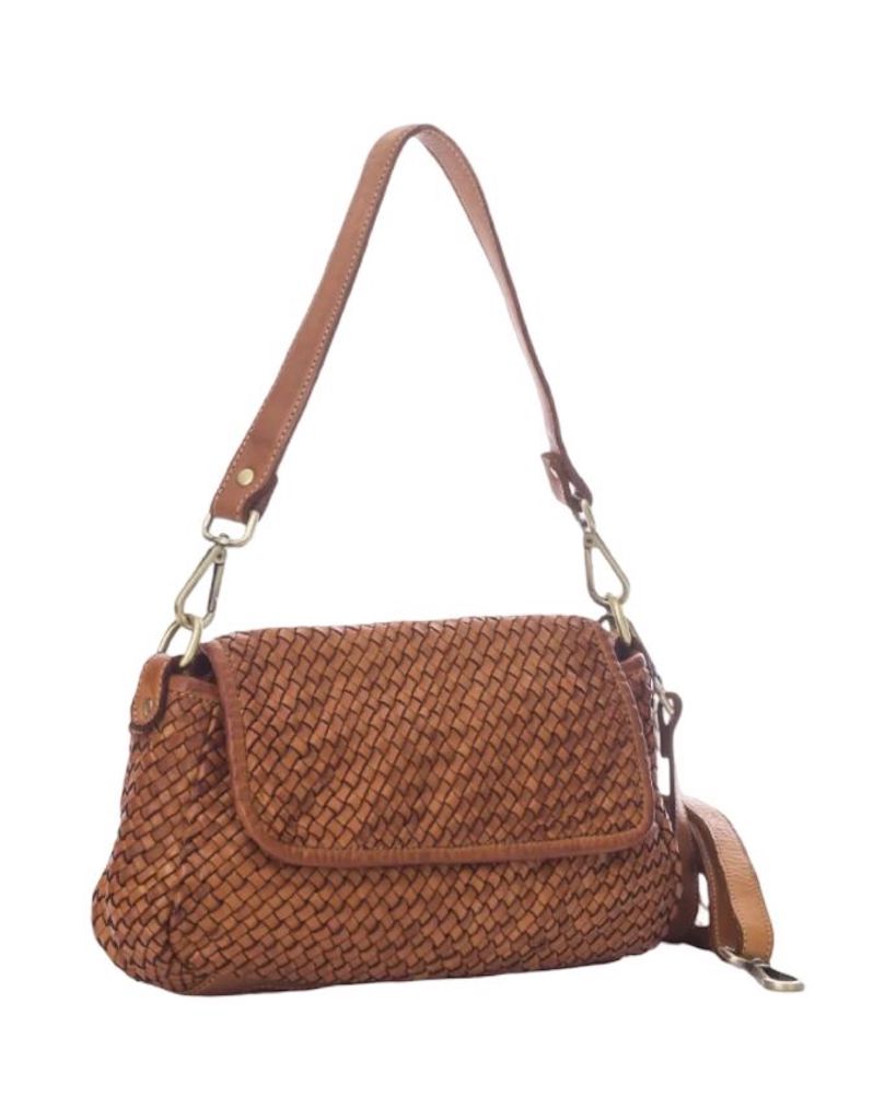 BZNA Bag Clara Cognac Italy Damen Handtasche Schultertasche Tasche Leder - B Z N A