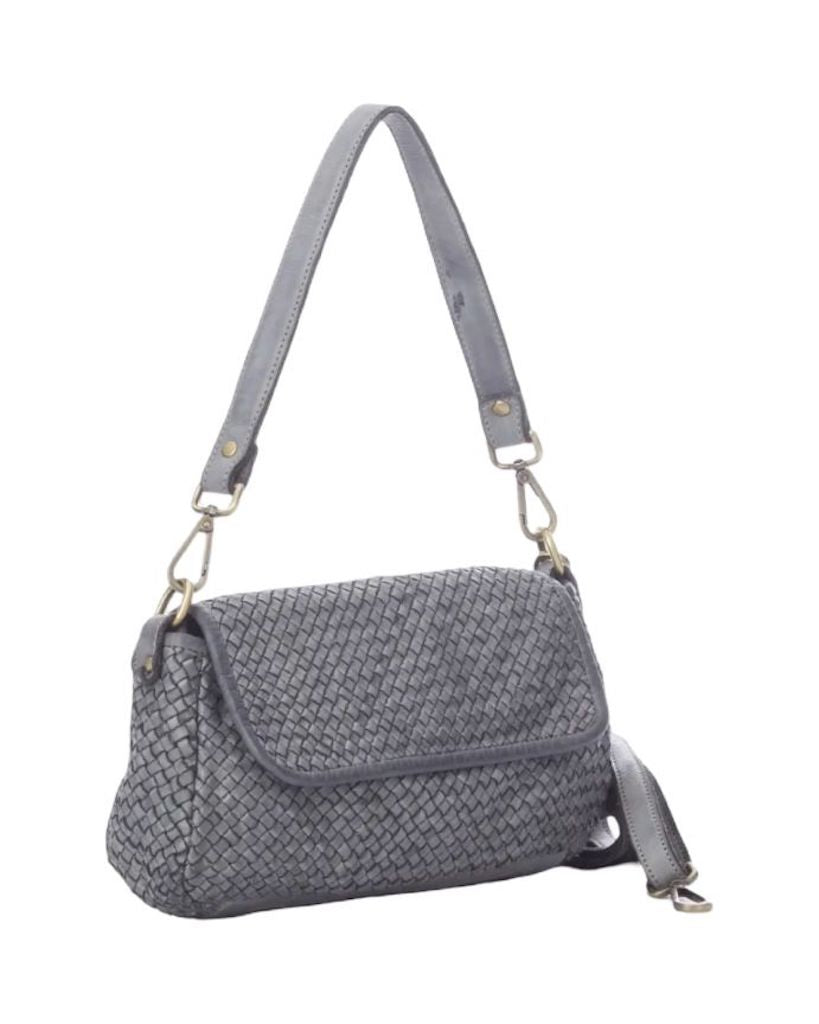 BZNA Bag Clara Grau Italy Damen Handtasche Schultertasche Tasche Leder - B Z N A