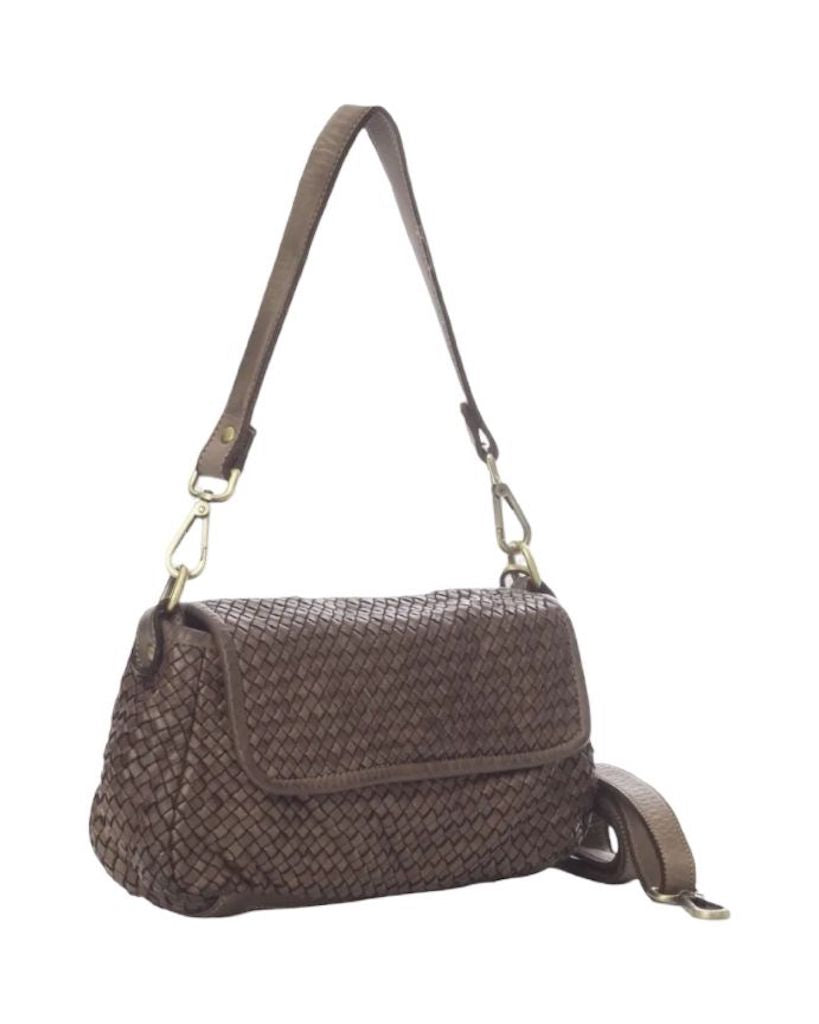 BZNA Bag Clara Taupe Italy Damen Handtasche Schultertasche Tasche Leder - B Z N A