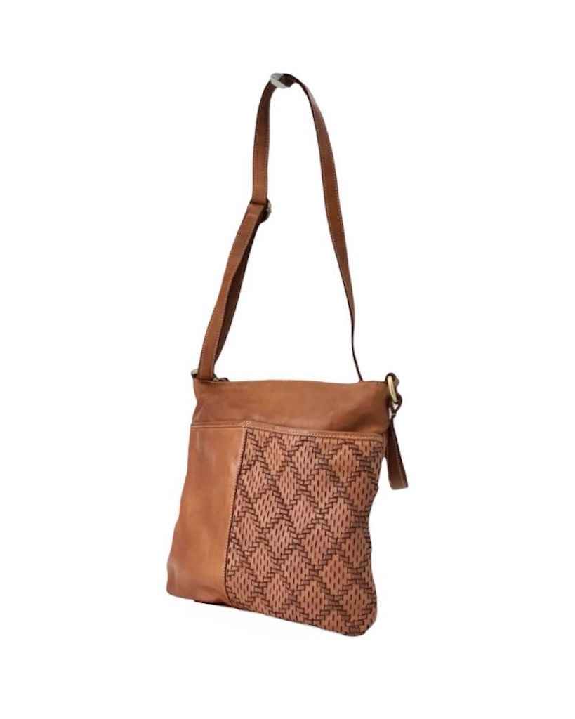 BZNA Schultertasche Elif Cognac Italy Designer Handtasche Ledertasche Umhängetasche