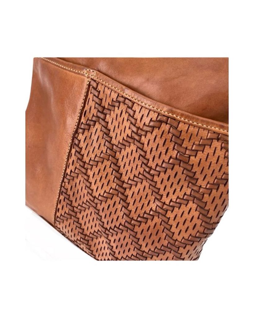 BZNA Schultertasche Elif Cognac Italy Designer Handtasche Ledertasche Umhängetasche - B Z N A