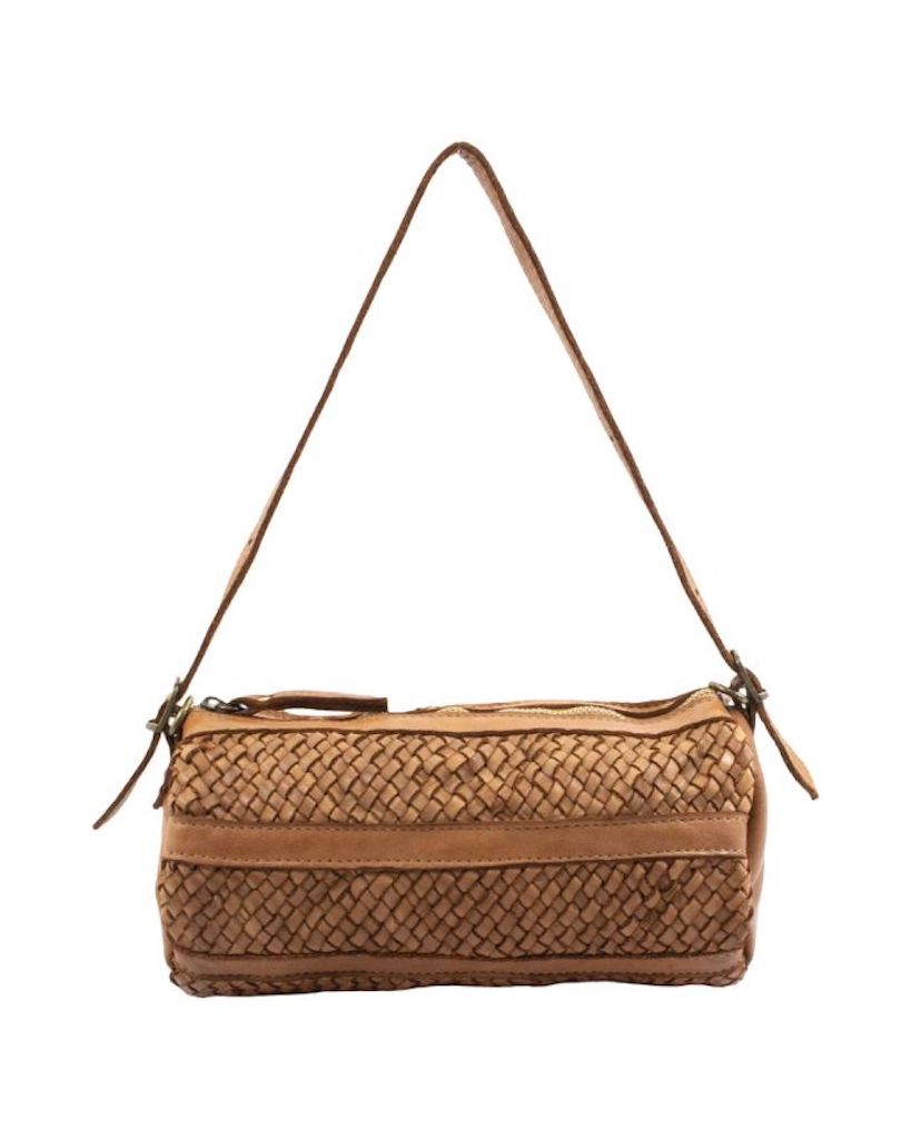 BZNA Umhängetasche Helina Cognac Italy Designer Clutch Ledertasche Schultertasche - B Z N A