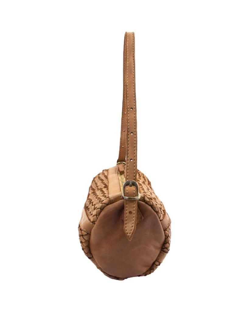 BZNA Umhängetasche Helina Cognac Italy Designer Clutch Ledertasche Schultertasche