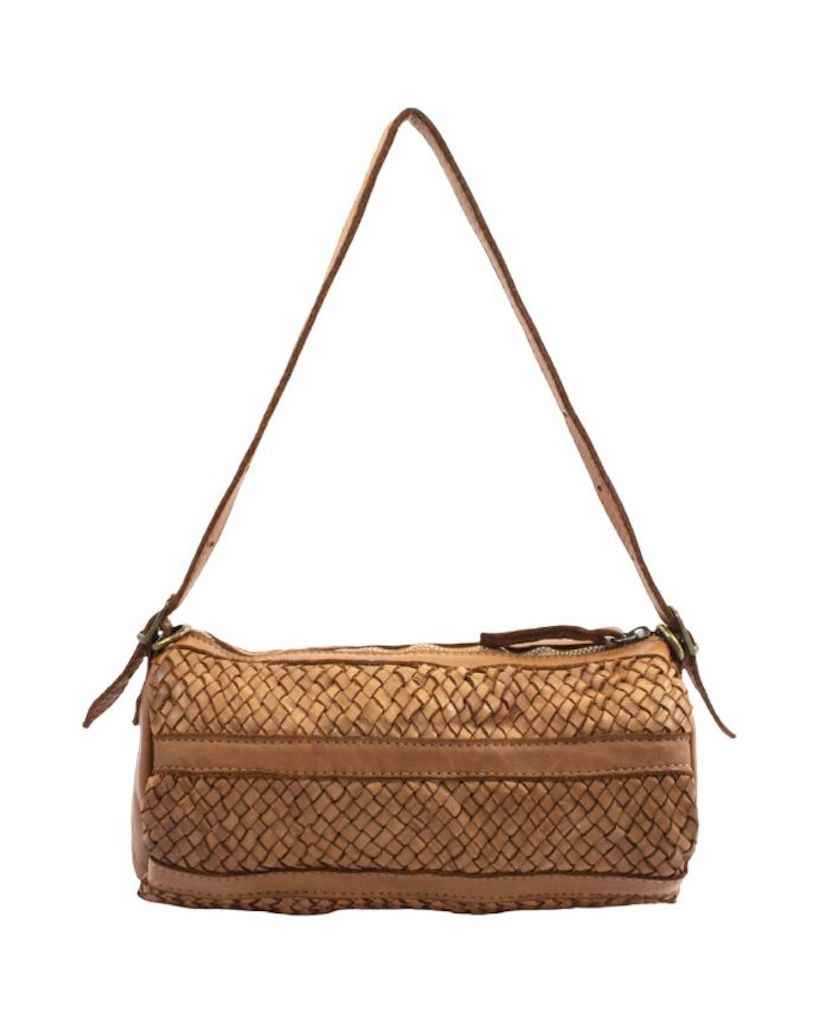 BZNA Umhängetasche Helina Cognac Italy Designer Clutch Ledertasche Schultertasche