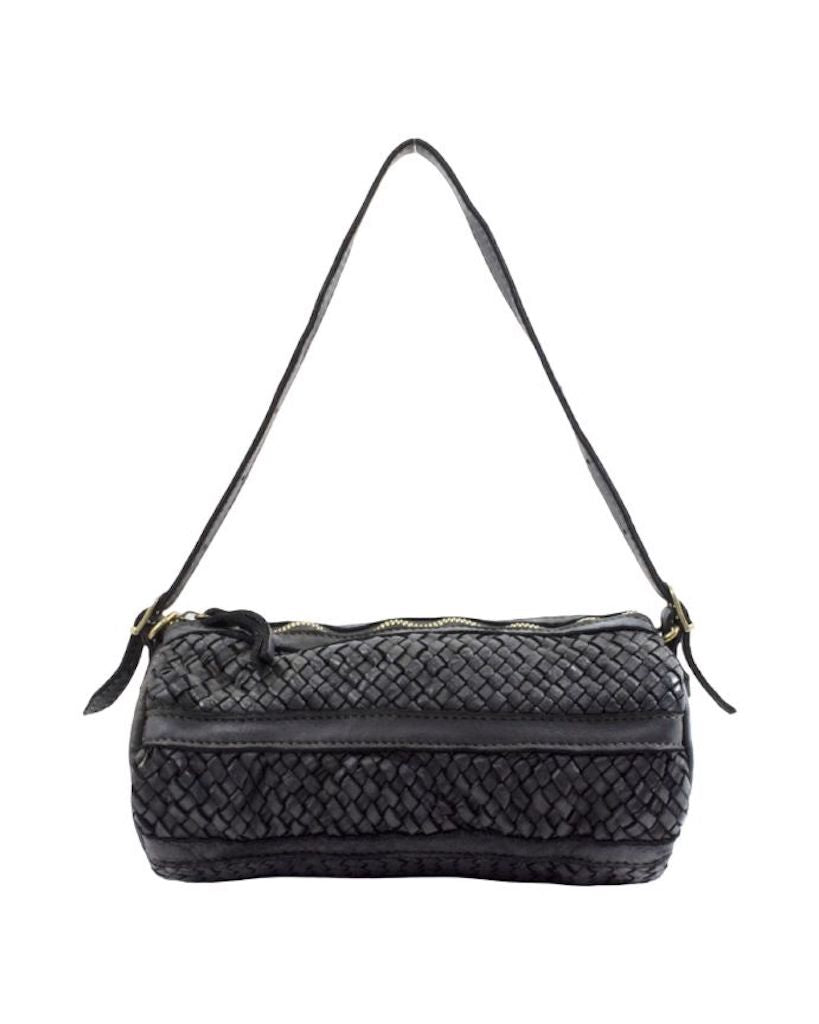 BZNA Umhängetasche Helina Schwarz Italy Designer Clutch Ledertasche Schultertasche - B Z N A