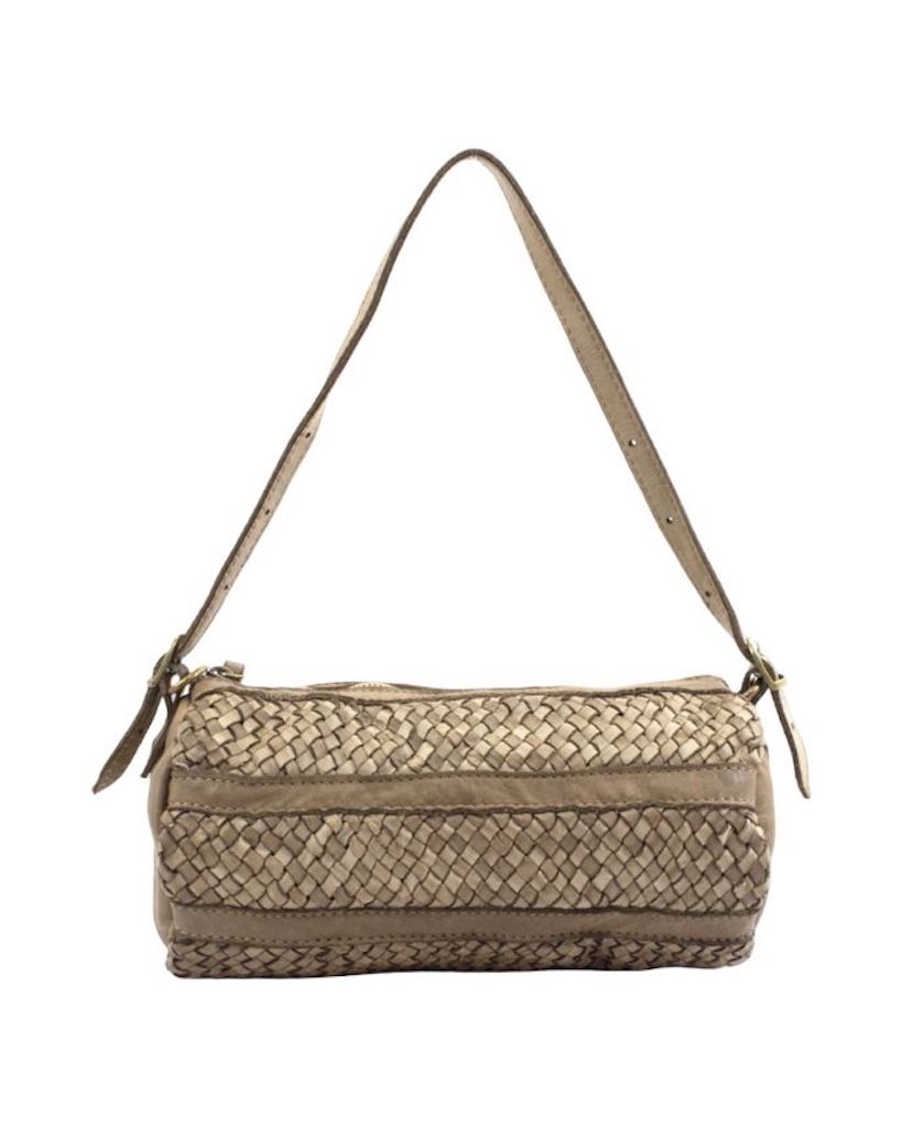 BZNA Umhängetasche Helina Taupe Italy Designer Clutch Ledertasche Schultertasche - B Z N A