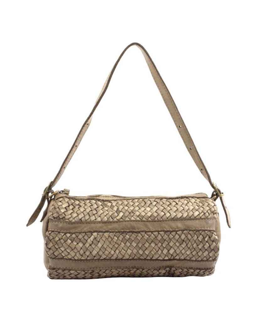 BZNA Umhängetasche Helina Taupe Italy Designer Clutch Ledertasche Schultertasche