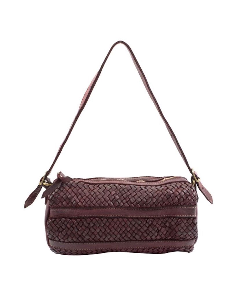 BZNA Umhängetasche Helina Bordeaux Italy Designer Clutch Ledertasche Schultertasche - B Z N A