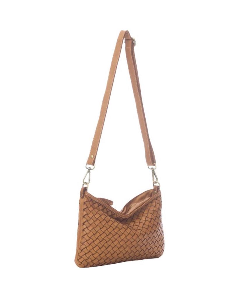 BZNA Bag Emma Cognac Italy Designer Clutch Umhängetasche Ledertasche Damen Schultertasche Tasche Leder Neu - B Z N A