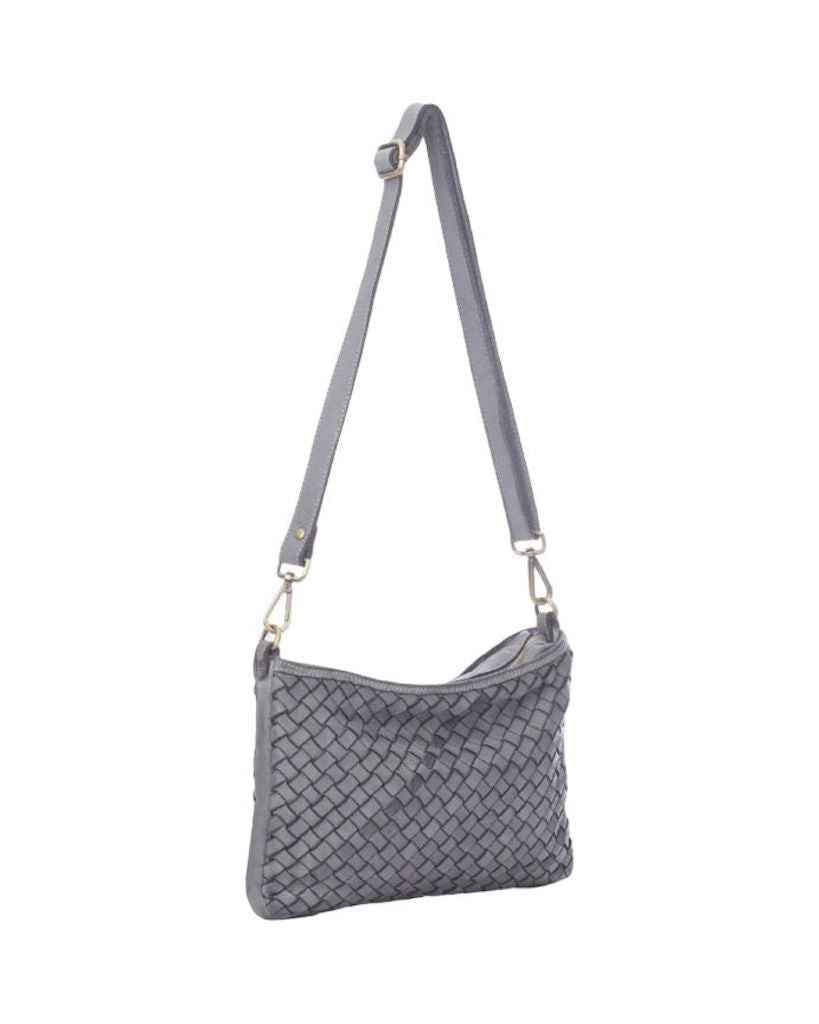 BZNA Bag Emma Grau Italy Designer Clutch Umhängetasche Ledertasche Schultertasche Tasche Leder Neu