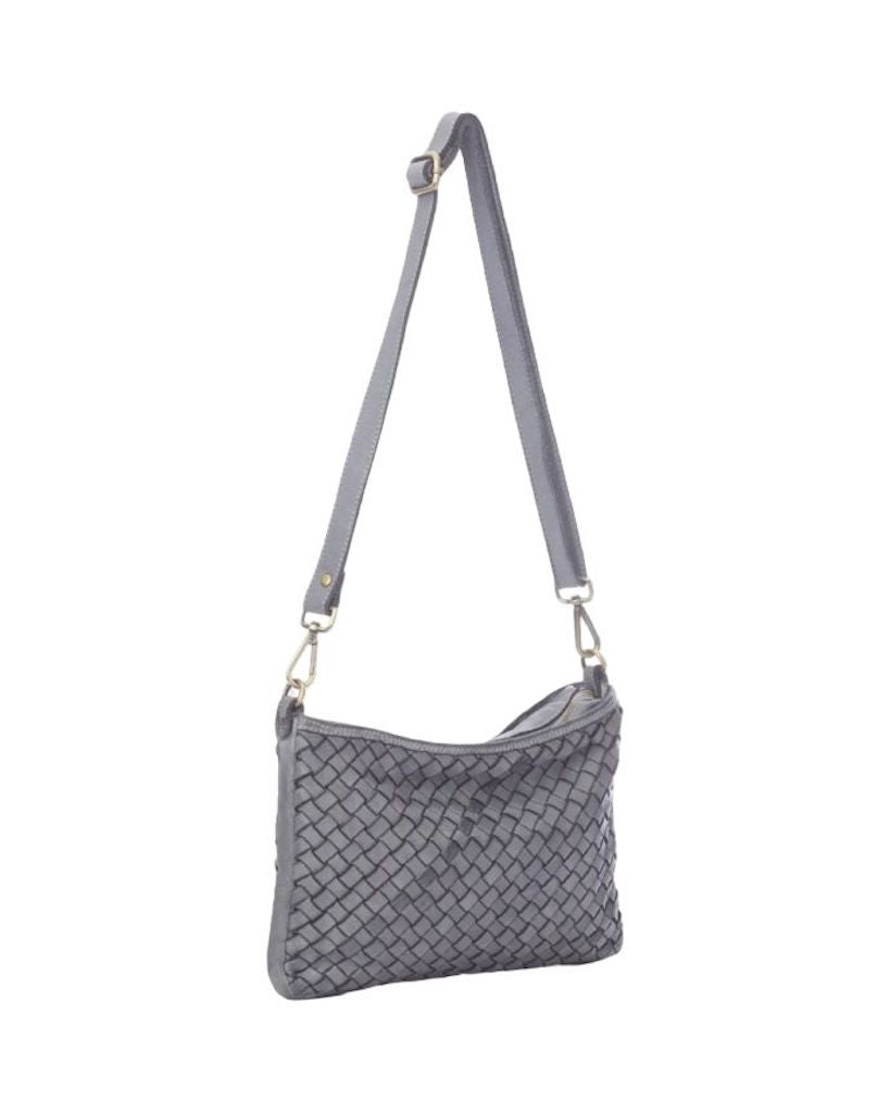 BZNA Bag Emma Grau Italy Designer Clutch Umhängetasche Ledertasche Schultertasche Tasche Leder Neu - B Z N A