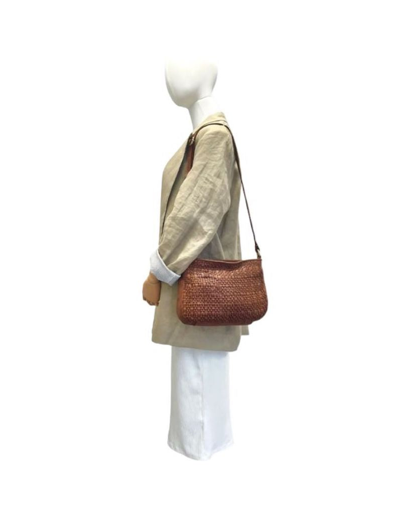 BZNA Bag Fentje Cognac Italy Designer Umhängetasche Ledertasche Schultertasche Tasche Leder - B Z N A