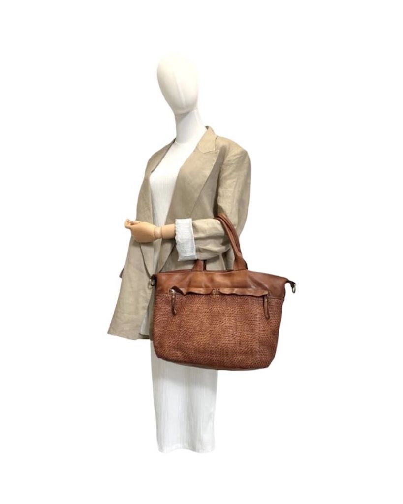 BZNA Bag Shopper Grace Cognac Designer Business Messenger Tasche Schultertasche - B Z N A