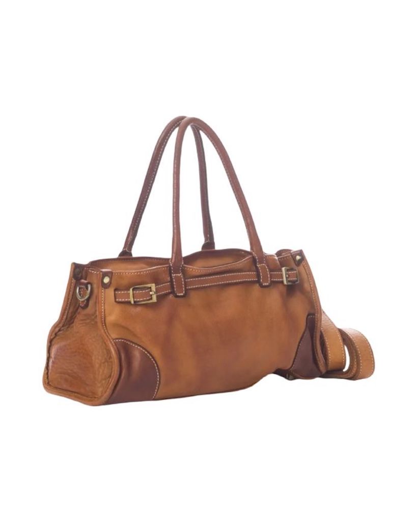 BZNA Bag Kyla Cognac Italy Designer Damen Handtasche Schultertasche Tasche Leder - B Z N A