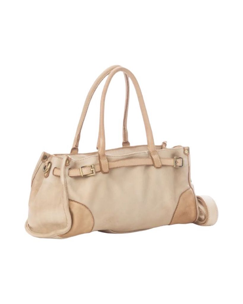 BZNA Bag Kyla Beige Italy Designer Damen Handtasche Schultertasche Tasche Leder - B Z N A