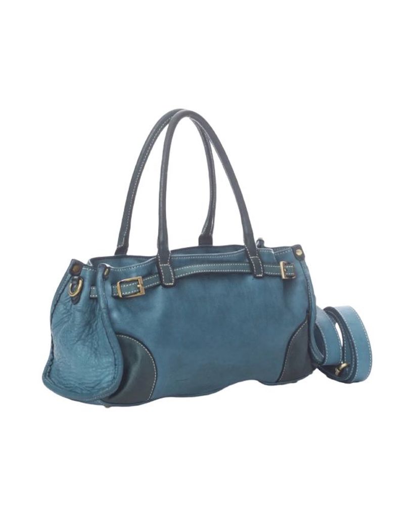 BZNA Bag Kyla Petrol Italy Designer Damen Handtasche Schultertasche Tasche Leder - B Z N A