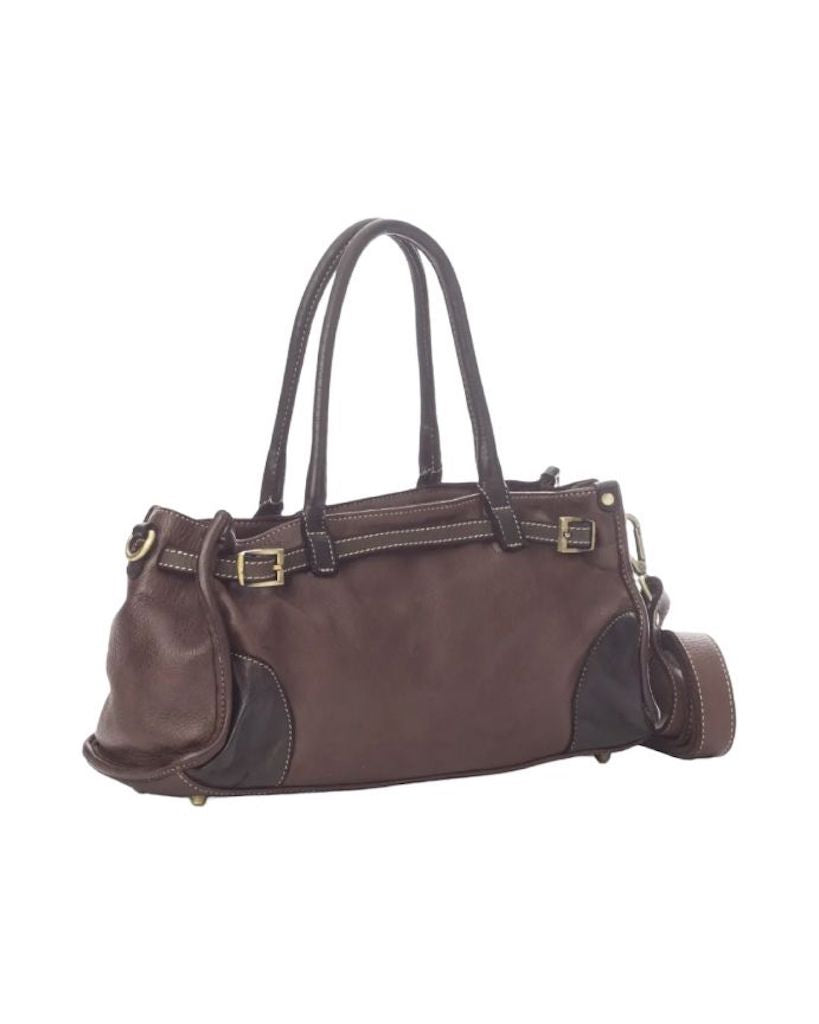 BZNA Bag Kyla Braun Italy Designer Damen Handtasche Schultertasche Tasche Leder - B Z N A