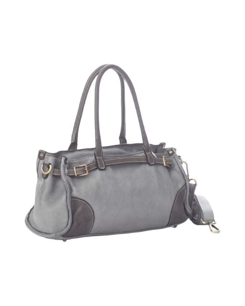 BZNA Bag Kyla Grau Italy Designer Damen Handtasche Schultertasche Tasche Leder - B Z N A