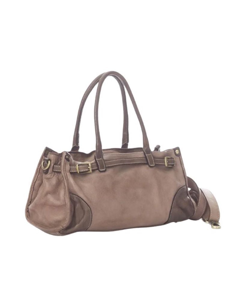 BZNA Bag Kyla Taupe Italy Designer Damen Handtasche Schultertasche Tasche Leder - B Z N A