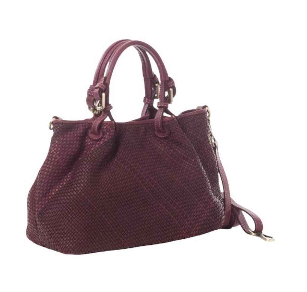 BZNA Bag Erna Bordeaux Italy Designer geflochten Damen Handtasche Schultertasche Tasche Leder Shopper