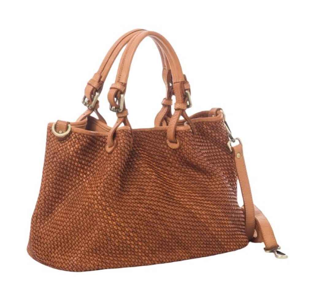 BZNA Bag Erna Cognac Italy Designer geflochten Damen Handtasche Schultertasche Tasche Leder Shopper
