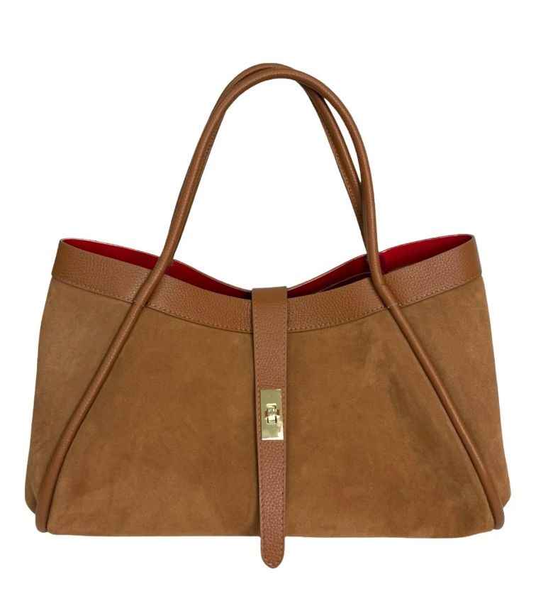BZNA Bag Filiz Cognac Wildleder Italy Damen Handtasche Schultertasche Tasche