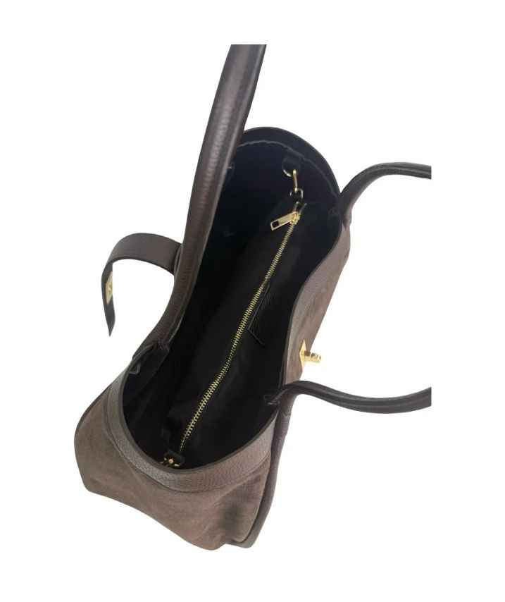 BZNA Bag Filiz Braun Wildleder Italy Damen Handtasche Schultertasche Tasche