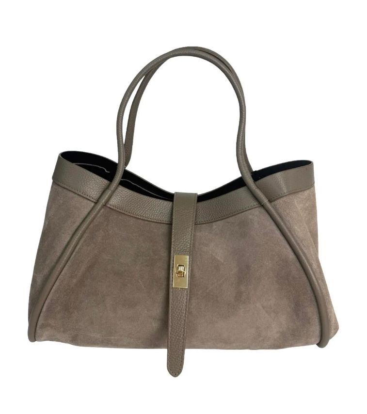 BZNA Bag Filiz Taupe Wildleder Italy Damen Handtasche Schultertasche Tasche - B Z N A