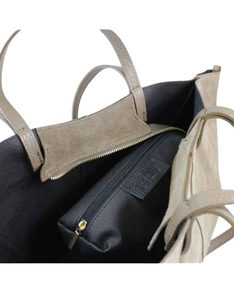 BZNA Bag Fonda Beige Wildleder Italy Damen Shopper Handtasche Schultertasche Tasche