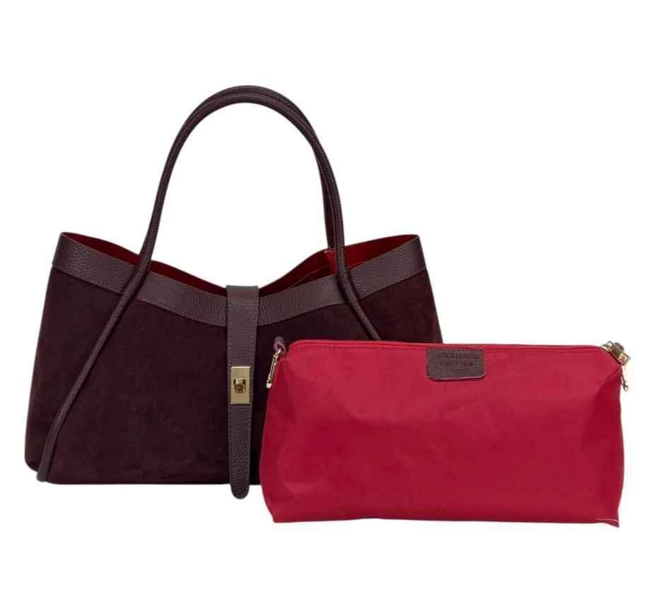 BZNA Bag Filiz Bordeaux Wildleder Italy Damen Handtasche Schultertasche Tasche
